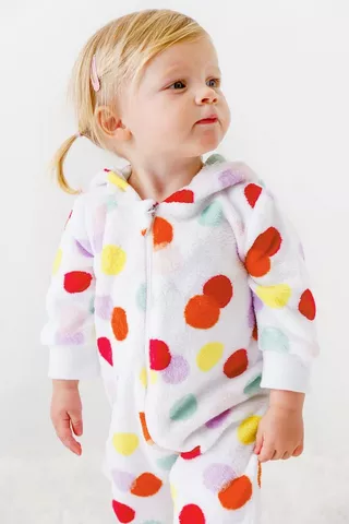 Hooded Polka Dot Sleepsuit