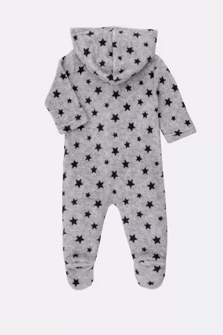 Hooded Star Print Sleepsuit