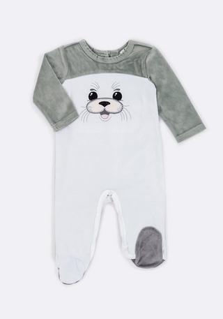 Velour Bear Sleepsuit
