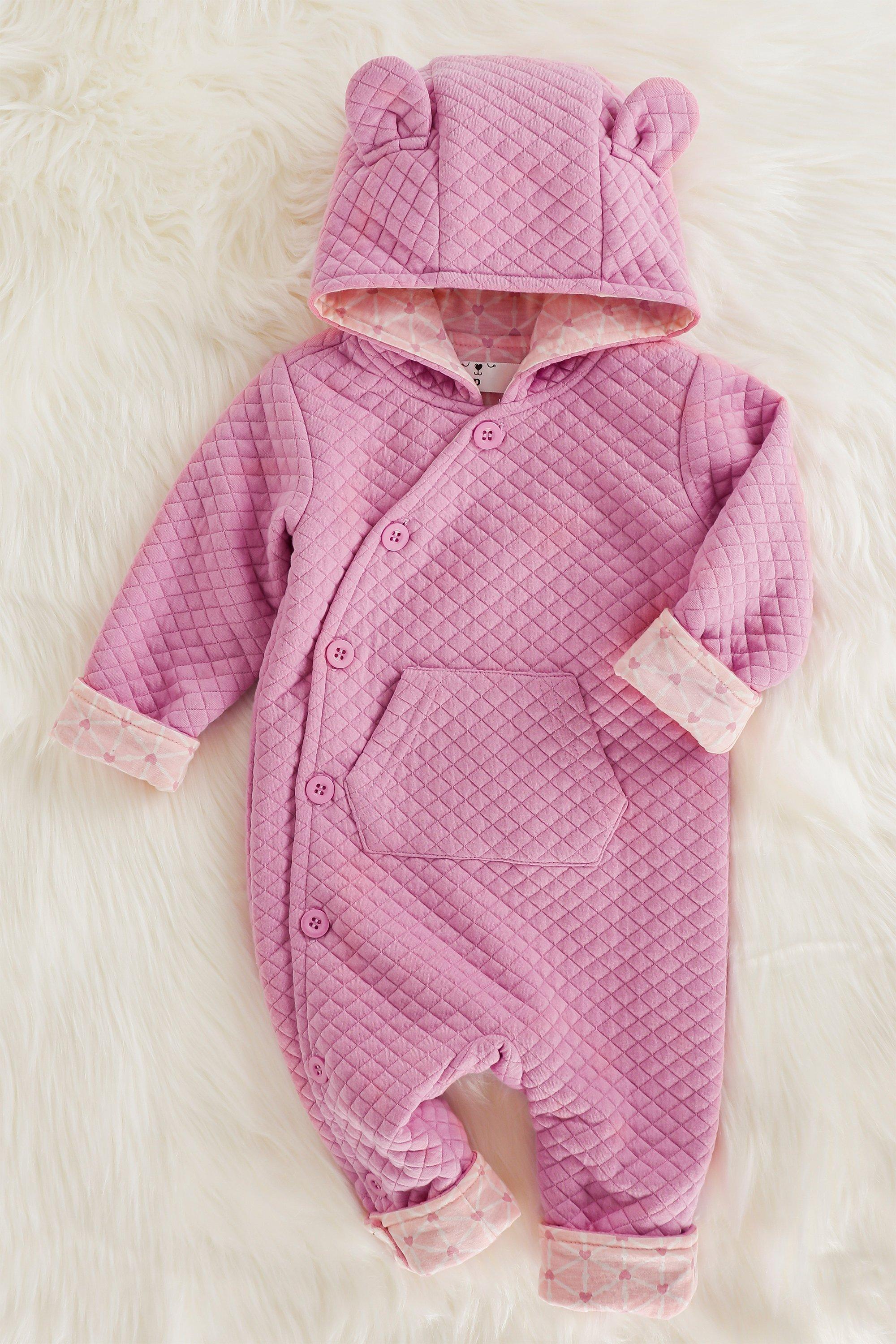 Baby Bear Dots Quilted Romper with Bonnet main image 0