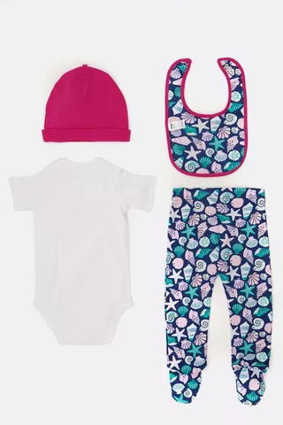 4 Pack Shell Print Baby Essentials