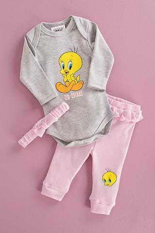 Tweety Long Sleeve Body Vest , Leggings And Head Band Set