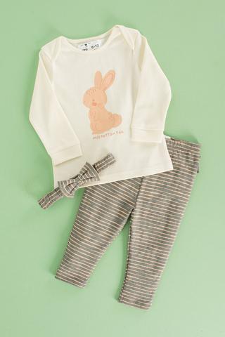 Bunny Top, Stripe Leggings And Head Band Set