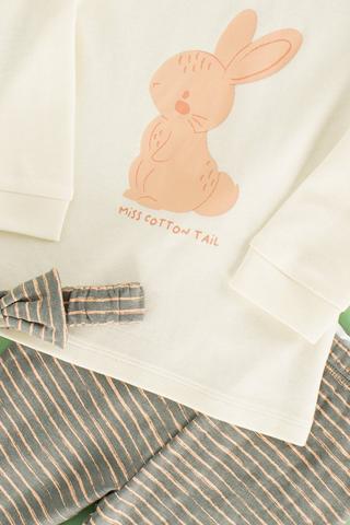 Bunny Top, Stripe Leggings And Head Band Set