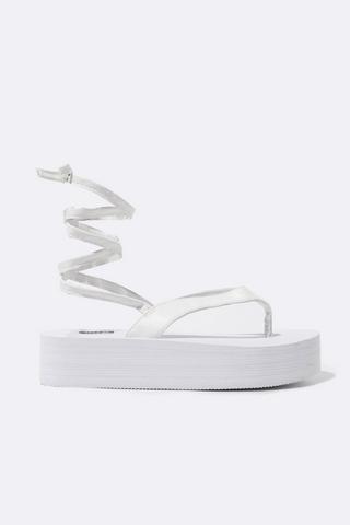 White lace up flatform on sale sandals