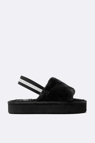 Fluffy slingback outlet sliders