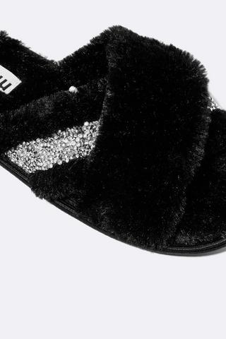  Diamante Fluffy Slipper