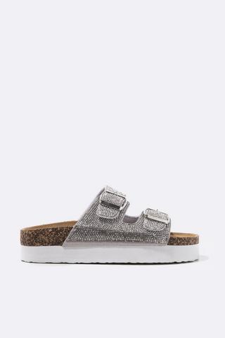 Ladies best sale glitter sliders