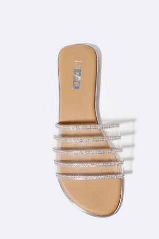 Clear Diamante Slip On Mule