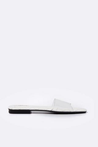 Clear Quilted Slip On Mule