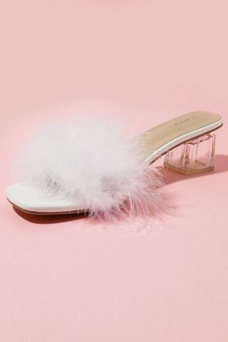 Fluffy Block Heel