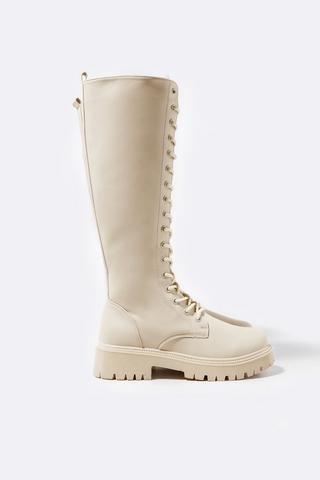 Lace Up High Leg Boot