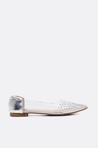 Clear Diamante Pointy Pump