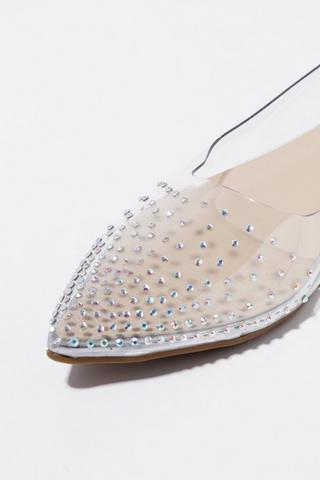 Clear Diamante Pointy Pump