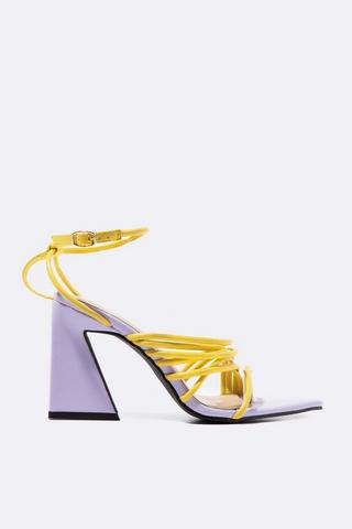 Colour Block Strappy Block Heel
