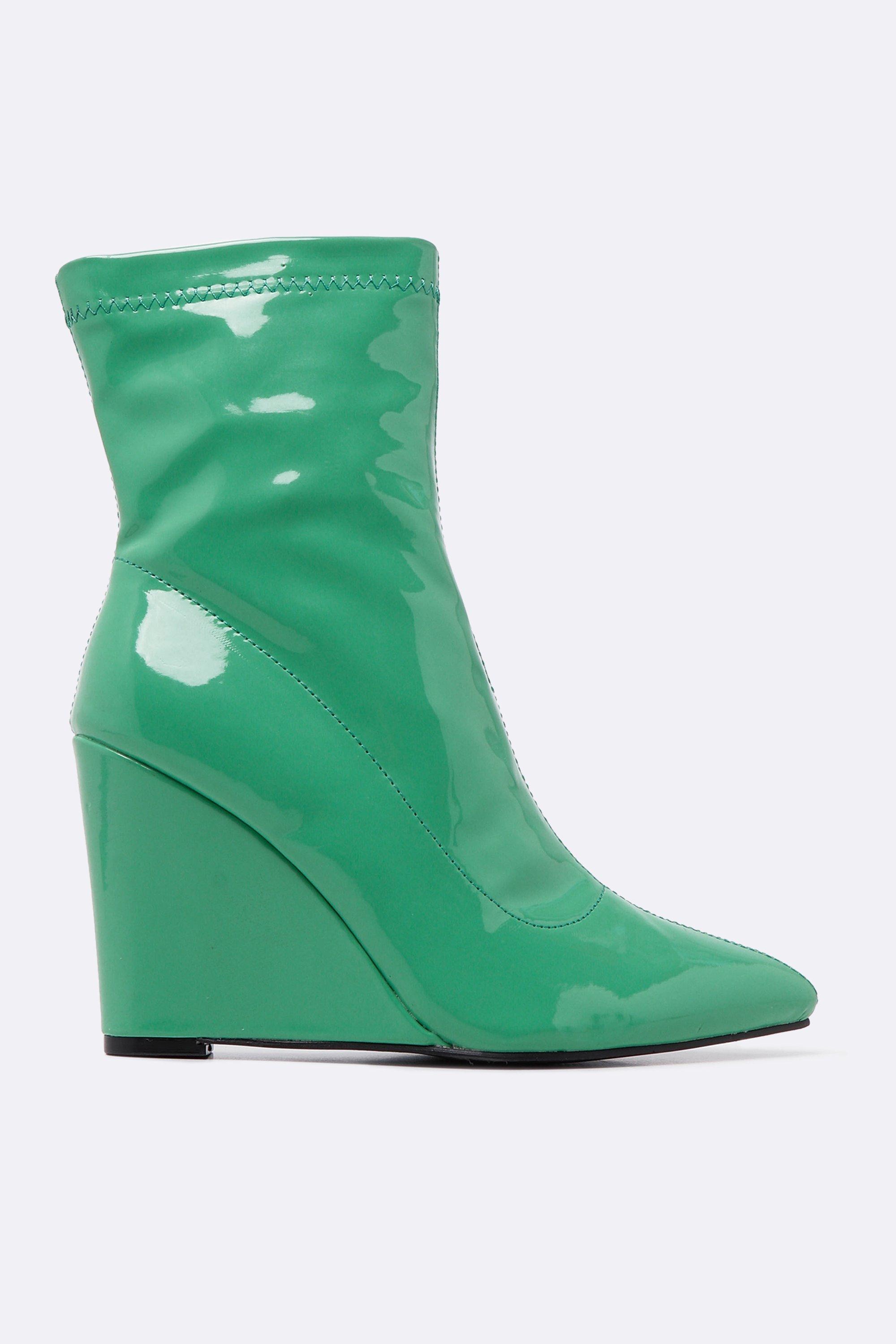 Green cheap wedge boots