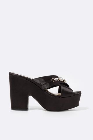 Diamante Platform Block Heel