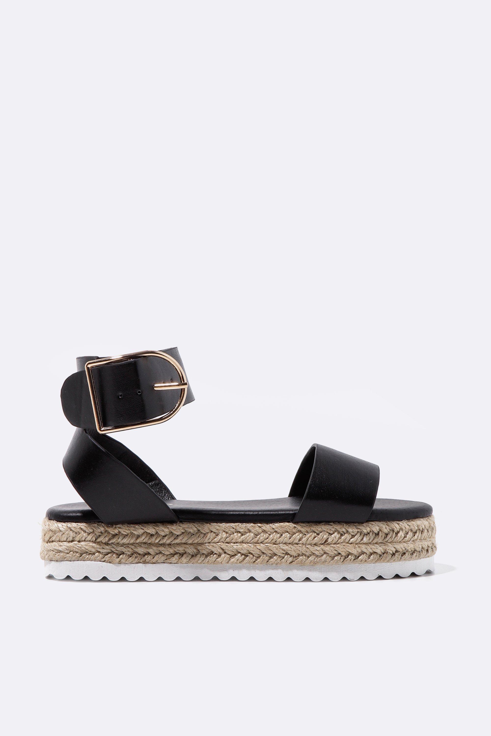 Black Espadrille Chunky Sandals