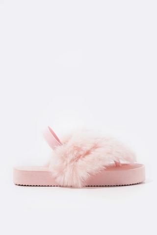 Thong Fluffy Slingback Slipper