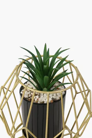 Metallic Potted Aloe, 11x12cm