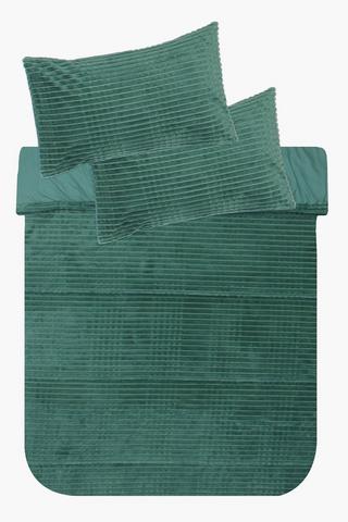 Plush Block Ribbed Flannel Comforter Set