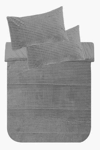 Plush Block Ribbed Flannel Comforter Set