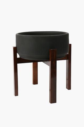 Ceramic Shallow Planter On Stand