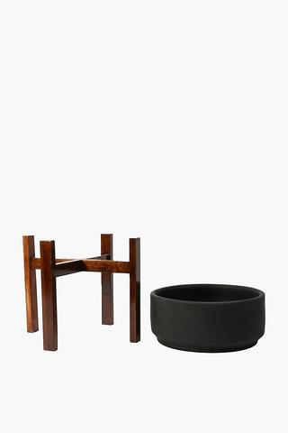 Ceramic Shallow Planter On Stand