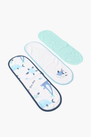3 Pack Embroidered Sea Burp Cloths