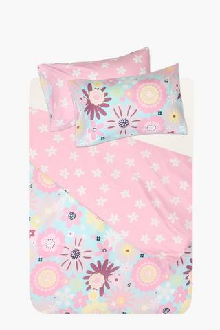 Microfibre Poppy Flowers Reversible Duvet Cover Set