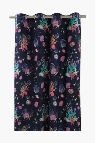 Glow In Dark Lily Shells Eyelet Curtain, 140x225cm