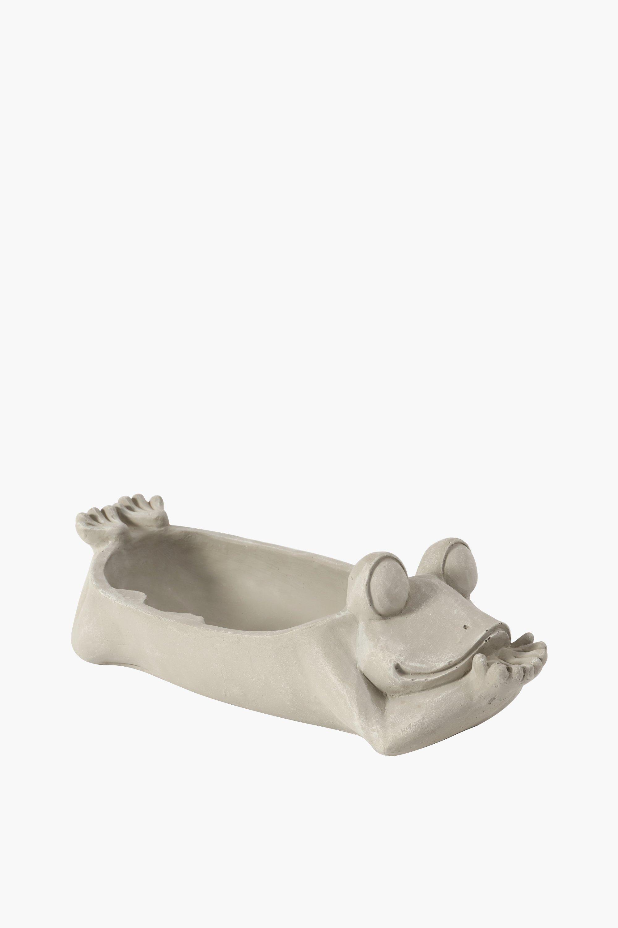 Cement Frog Bird Bath, 36x11cm