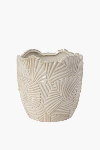 Shell Scallop Ceramic Planter, 17x17cm