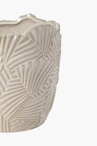 Shell Scallop Ceramic Planter, 17x17cm