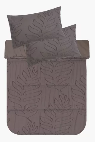 Microfibre Clipped Leaf Comforter Set