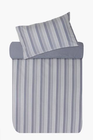 Polycotton Clip Stripe Reversible Duvet Cover Set