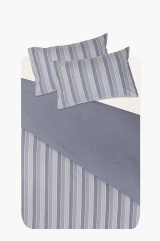 Polycotton Clip Stripe Reversible Duvet Cover Set