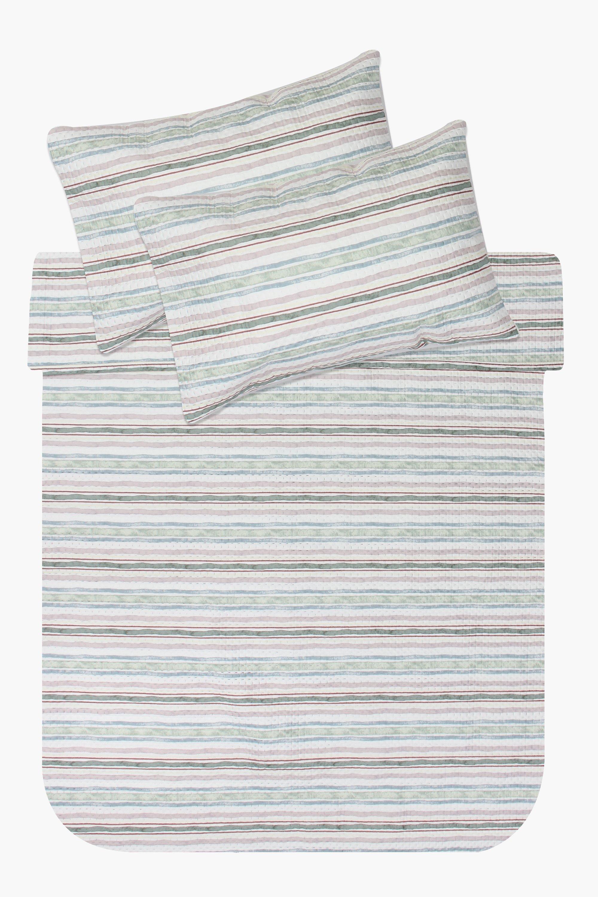 Microfibre 5 Piece Stripe Quilt Set