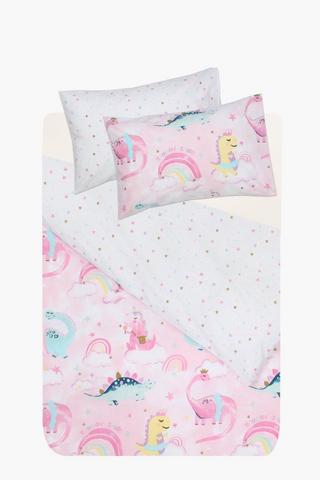 Polycotton Reversible Dino Duvet Cover Set