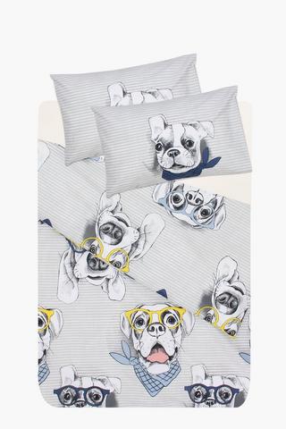 Polycotton Wise Dog Duvet Cover Set
