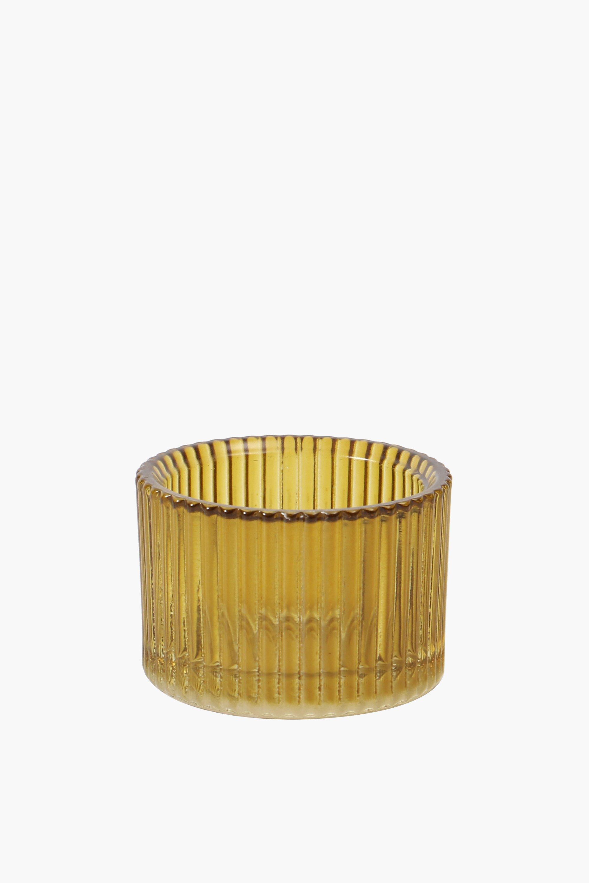 Ribbed Glass Tealight Holder, 5x5cm