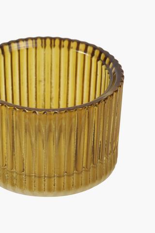 Ribbed Glass Tealight Holder, 5x5cm