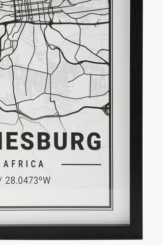 Framed Johannesburg Map, 40x60cm