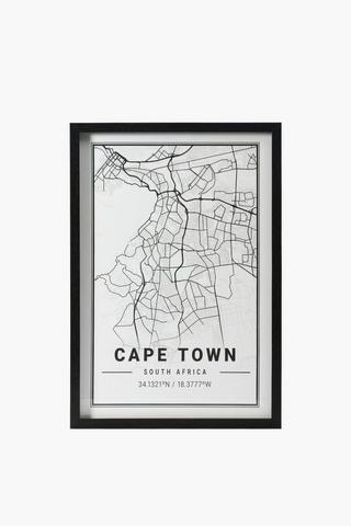 Framed Cape Town Map, 40x60cm