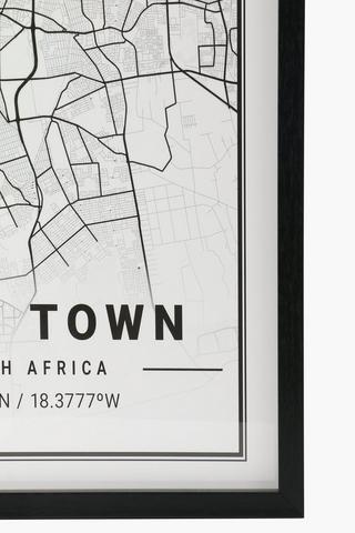 Framed Cape Town Map, 40x60cm