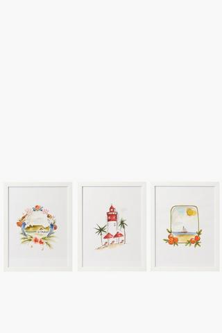 3 Piece Framed Sea Side, 30x40cm