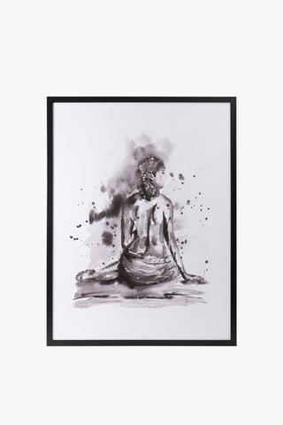 Seated Lady Framed Canvas, 90x120cm
