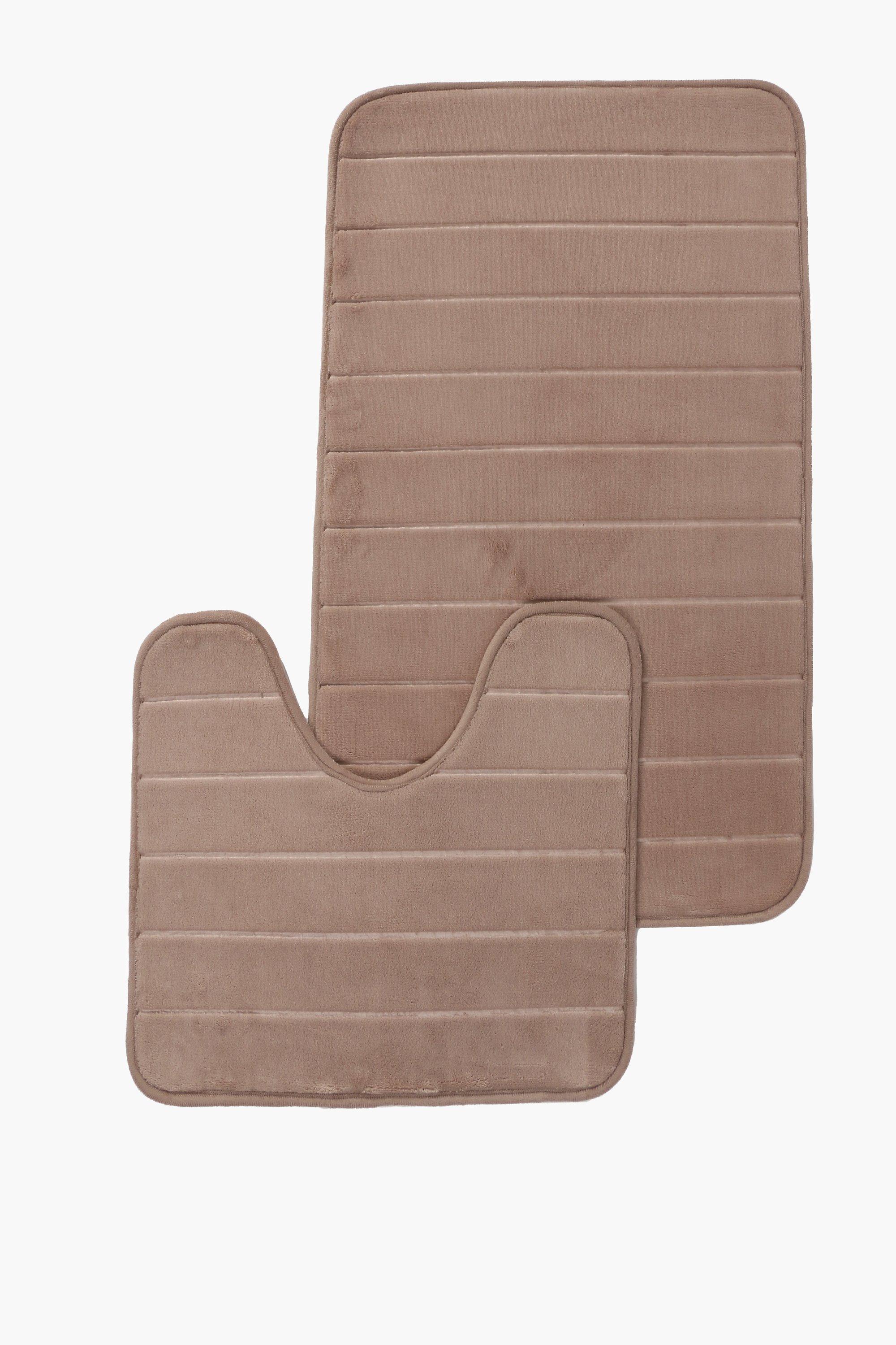 2 Piece Navy Embossed Foam Bath Mat Set main image 0