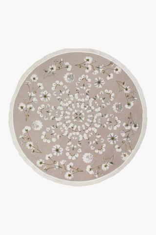 Printed Cotton Mimosa Round Rug, 180cm