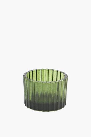 Ribbed Glass Tealight Holder, 5x5cm
